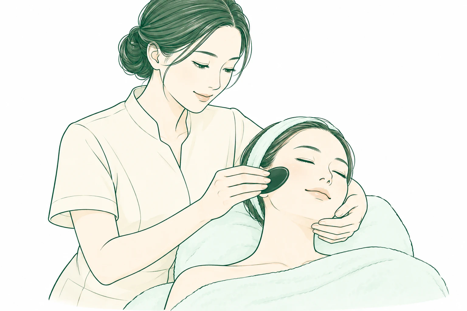 美容エステの施術を受ける女性のイラスト