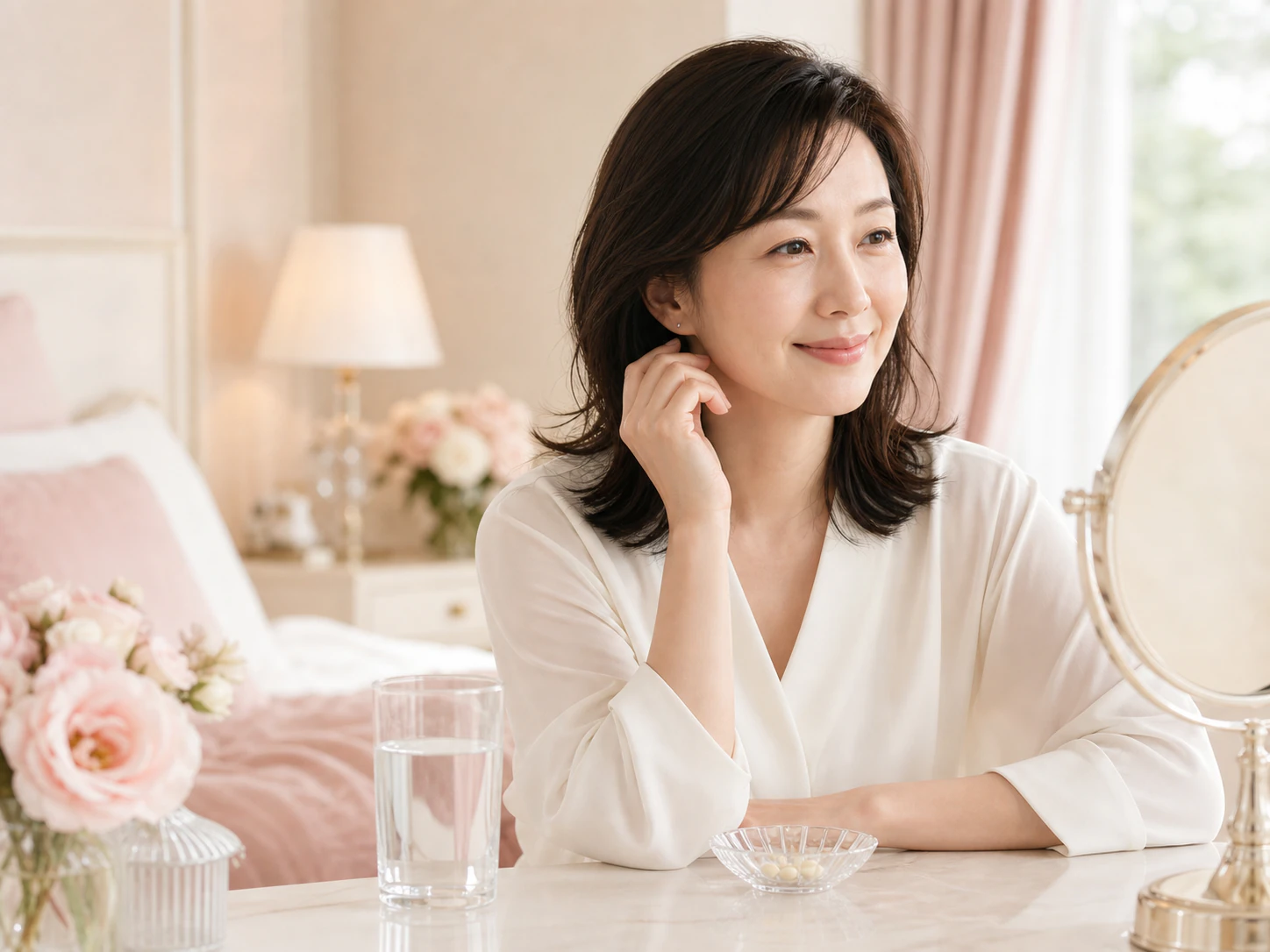 サプリメントを毎日の美容習慣に取り入れる女性