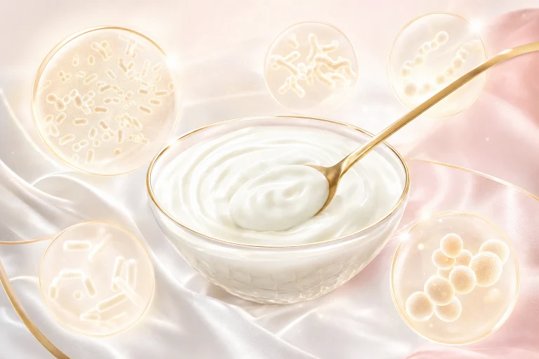 ヨーグルトと乳酸菌を表現したビジュアル