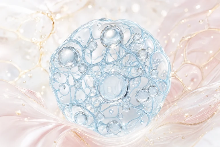 水分を抱えるムコ多糖を表現したビジュアル