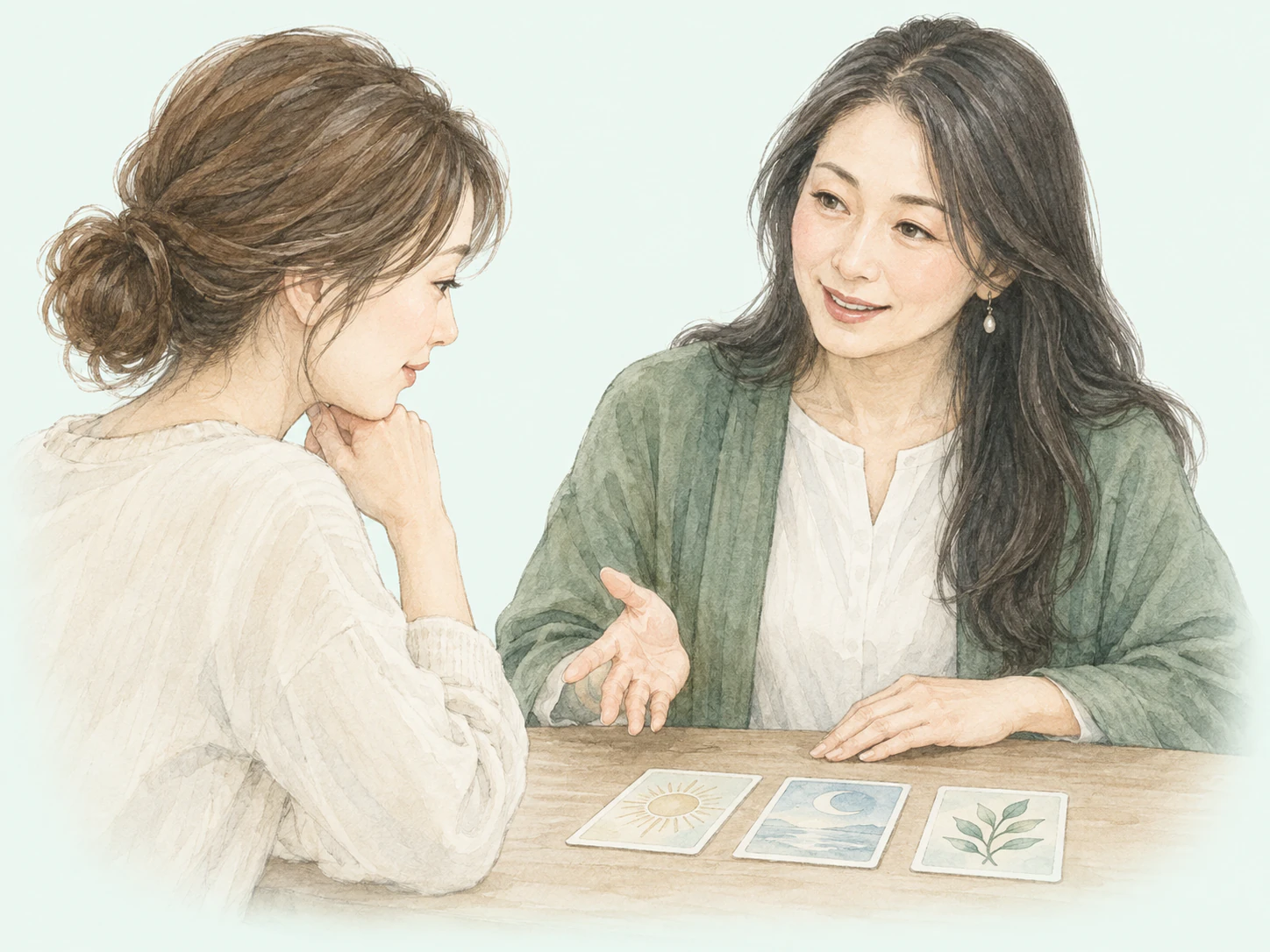 鑑定とカウンセリングを行う様子のイラスト